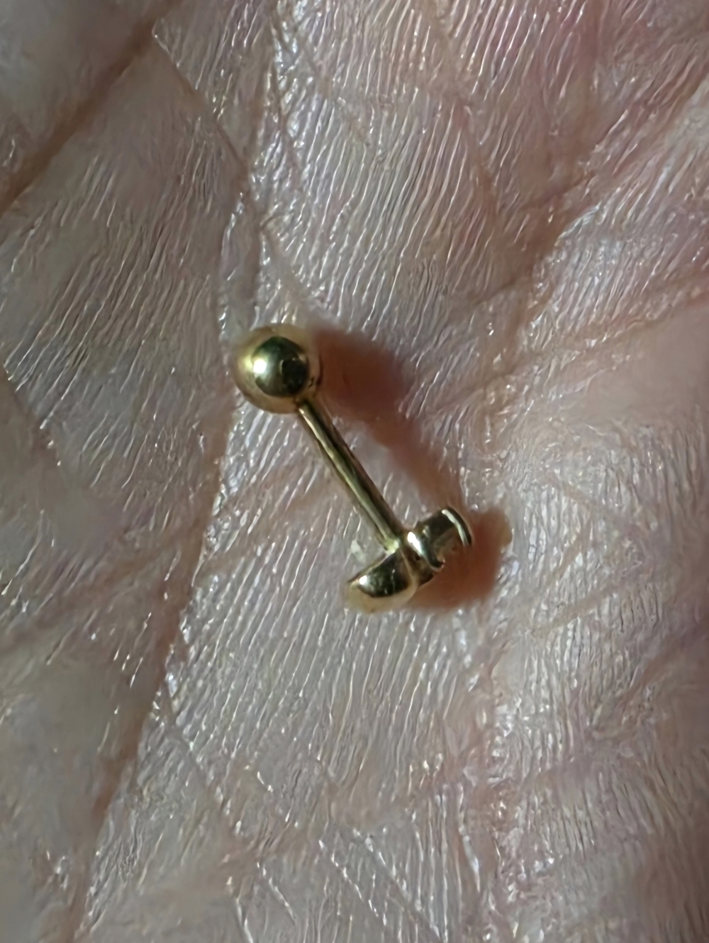Gold Heart Stud Earring with Crystal Accent - Picture 6 of 7